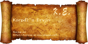Korpás Ervin névjegykártya